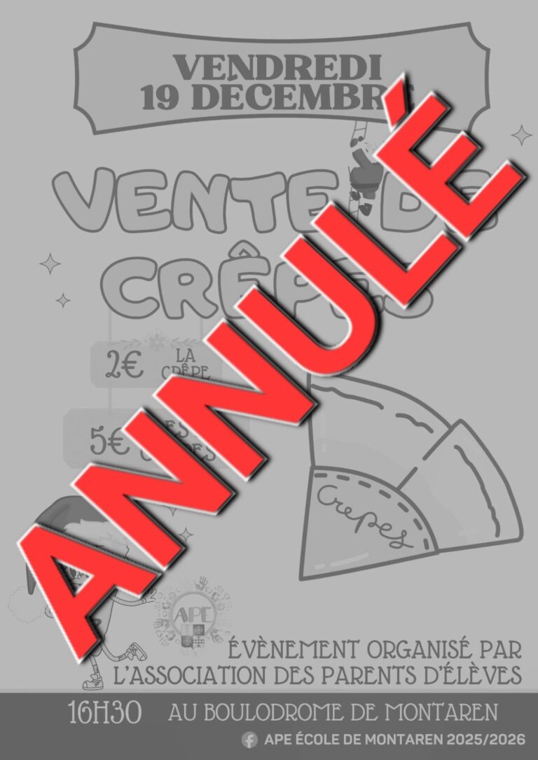 [Annulé] Vente de crêpes par l&rsquo;APE