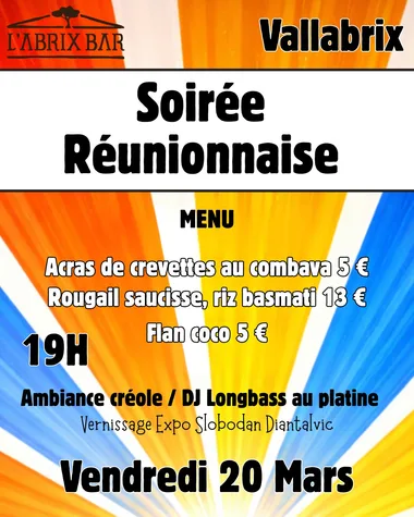 Soirée réunnionaise et Vernissage  exposition dessins Slobodan DiantalviX