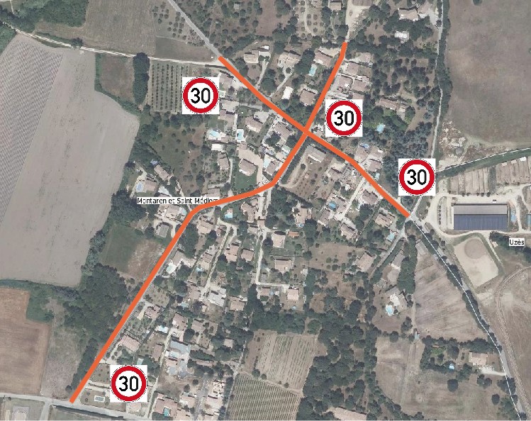 Limitation de vitesse à 30 km/h sur plusieurs voies