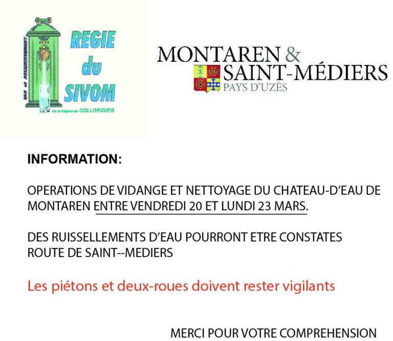 Vidange du château d’eau