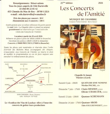 Les Concerts de l&rsquo;Amitié – Musique de Chambre