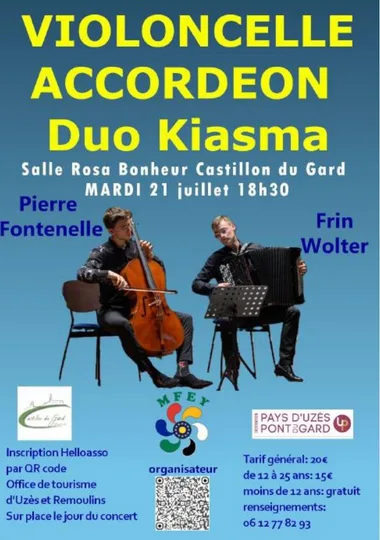 Concert instrumental – Duo Kiasma – violoncelle et accordéon
