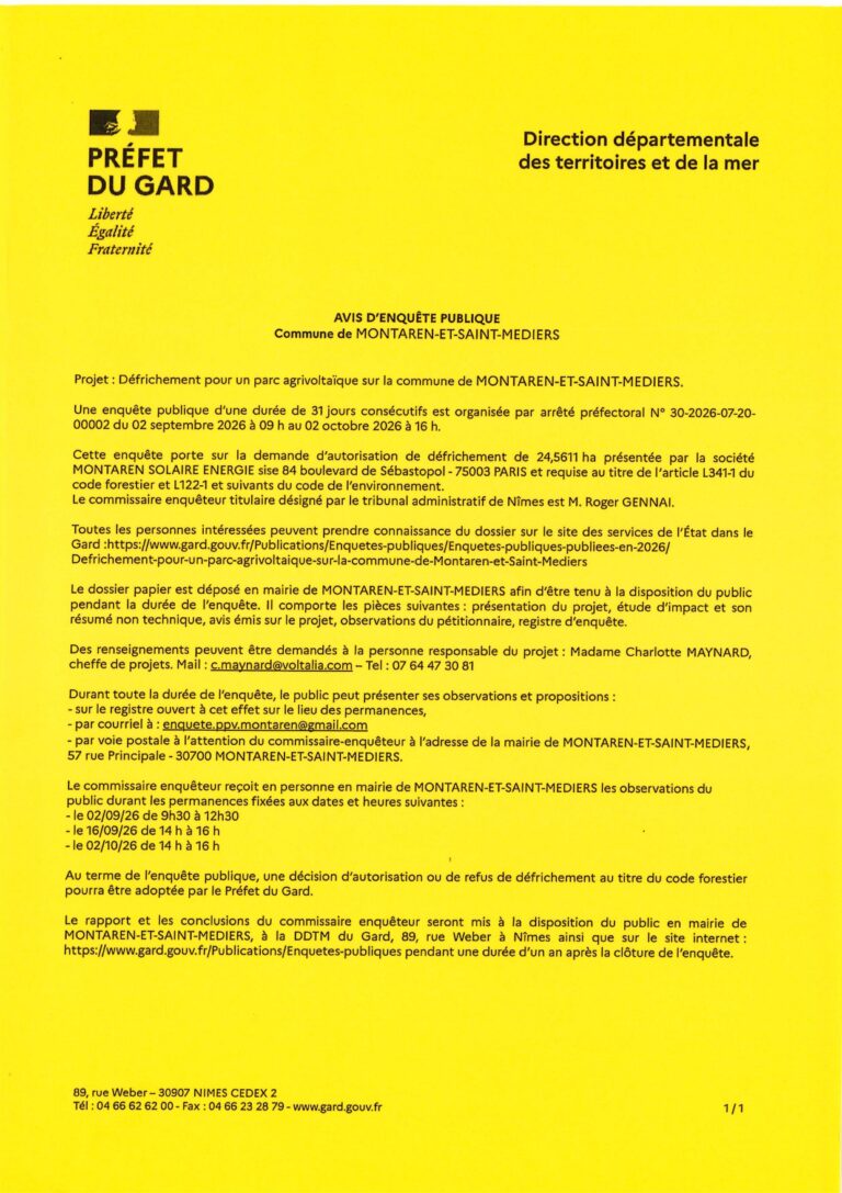 Avis d&rsquo;Enquête Publique