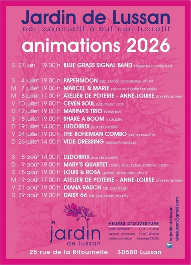 Animations et Concerts -Jardin de Lussan