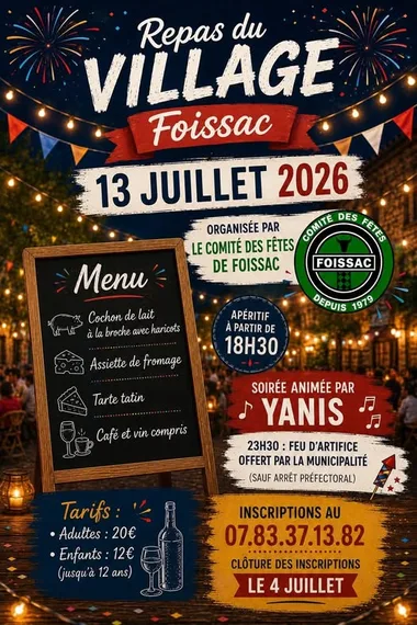 Fête Nationale – Repas du village à Foissac