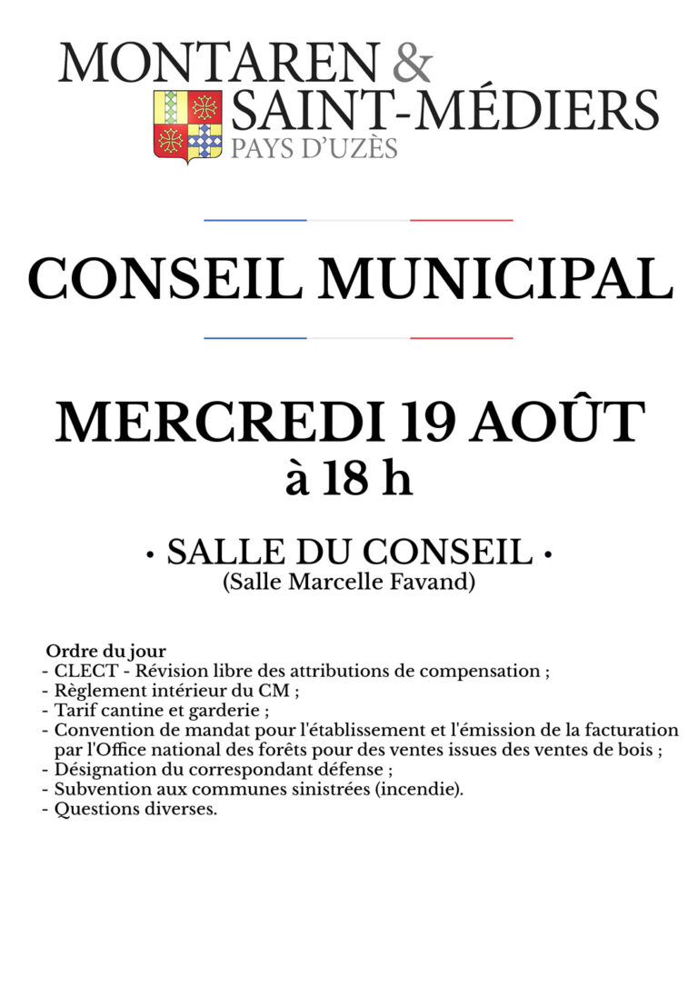 Conseil Municipal du 19 Août 2026