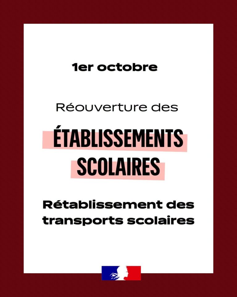 Réouverture des établissements scolaires